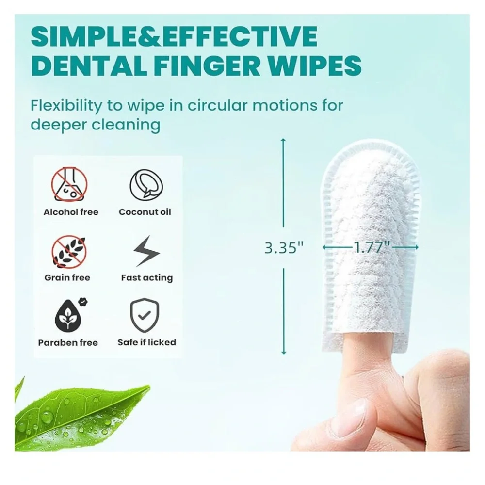 Dental finger wipes for dogs & cats Freshens breath,removes plaque. 60 Count